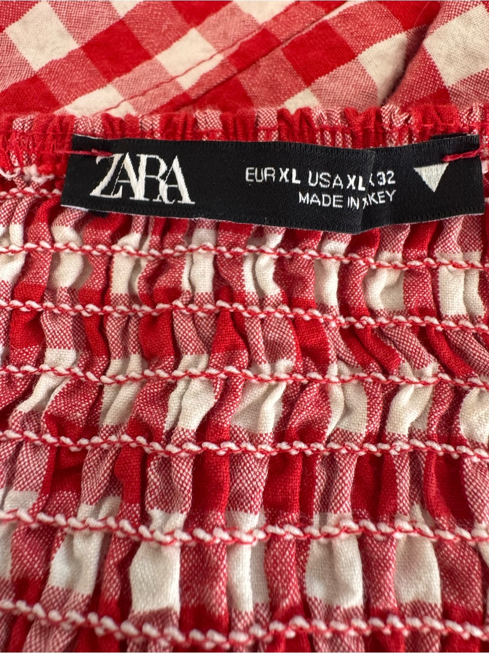 Zara Red White Gingham Sweetheart Cotton Mini Dress Size XL - Picture 10 of 10